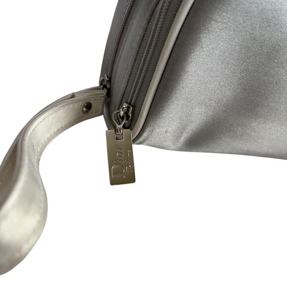 Dior Parfums Silver White Double Zip Toiletry Bag Trousse de Toilette Wristlet - Picture 7 of 9